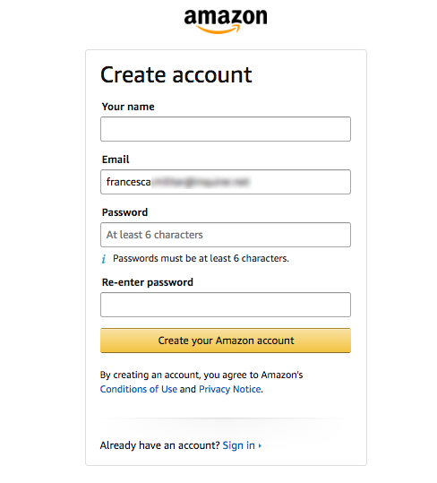 Creating an amazon account