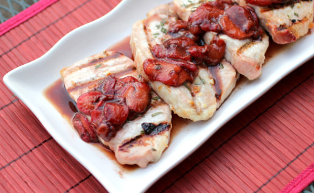 pork chops with balsamic-strawberry sauce