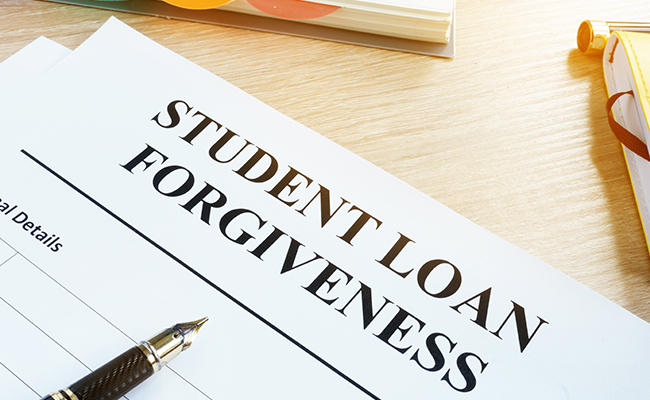 Paper with the word student loan forgiveness for nurses