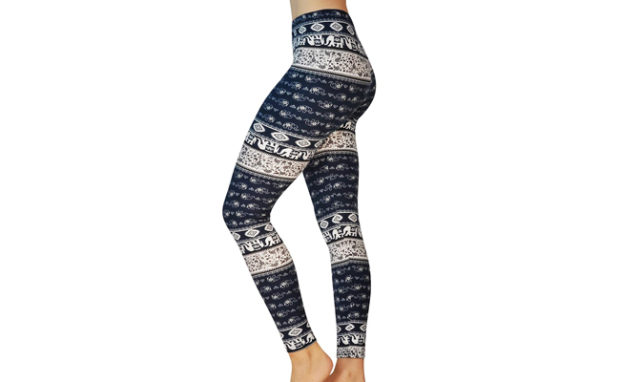 Comfy Yoga Printed Leggings - Dry Fit - Super Soft - High Waisted Black White Blue Fun Prints (1)