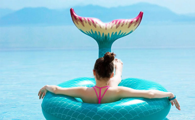 asonwell Giant Inflatable Mermaid Tail Pool Float