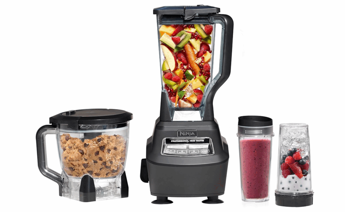 Ninja Mega Kitchen System blender with multiple containers and food prep attachments