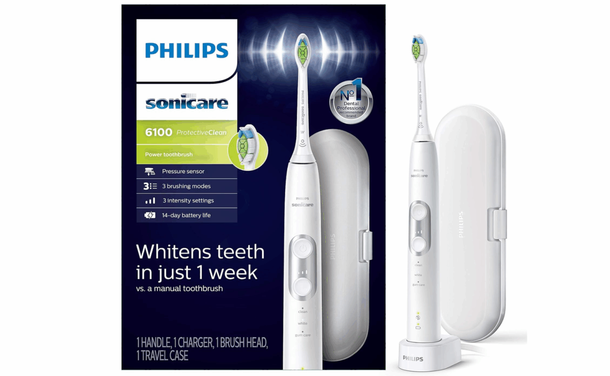 Philips Sonicare ProtectiveClean 6100 electric toothbrush with travel case