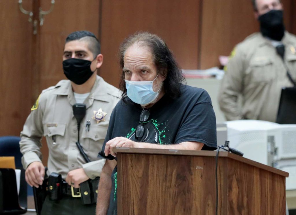 Adult film star Ron Jeremy, who has been charged with raping three women and sexually assaulting a fourth in incidents in West Hollywood from 2014 to 2019, makes his first appearance in Los Angeles County Superior Court, California, U.S. June 23, 2020. Robert Gauthier/Pool via REUTERS/