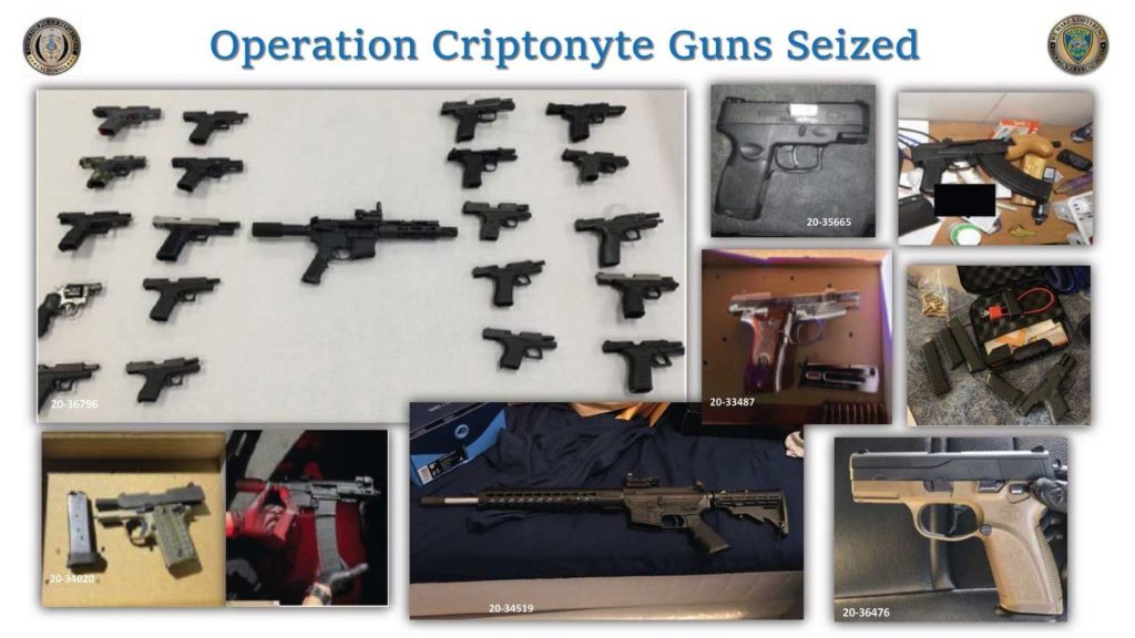 Stockton Police Department show firearms collected during gang crackdown. STOCKTON PD