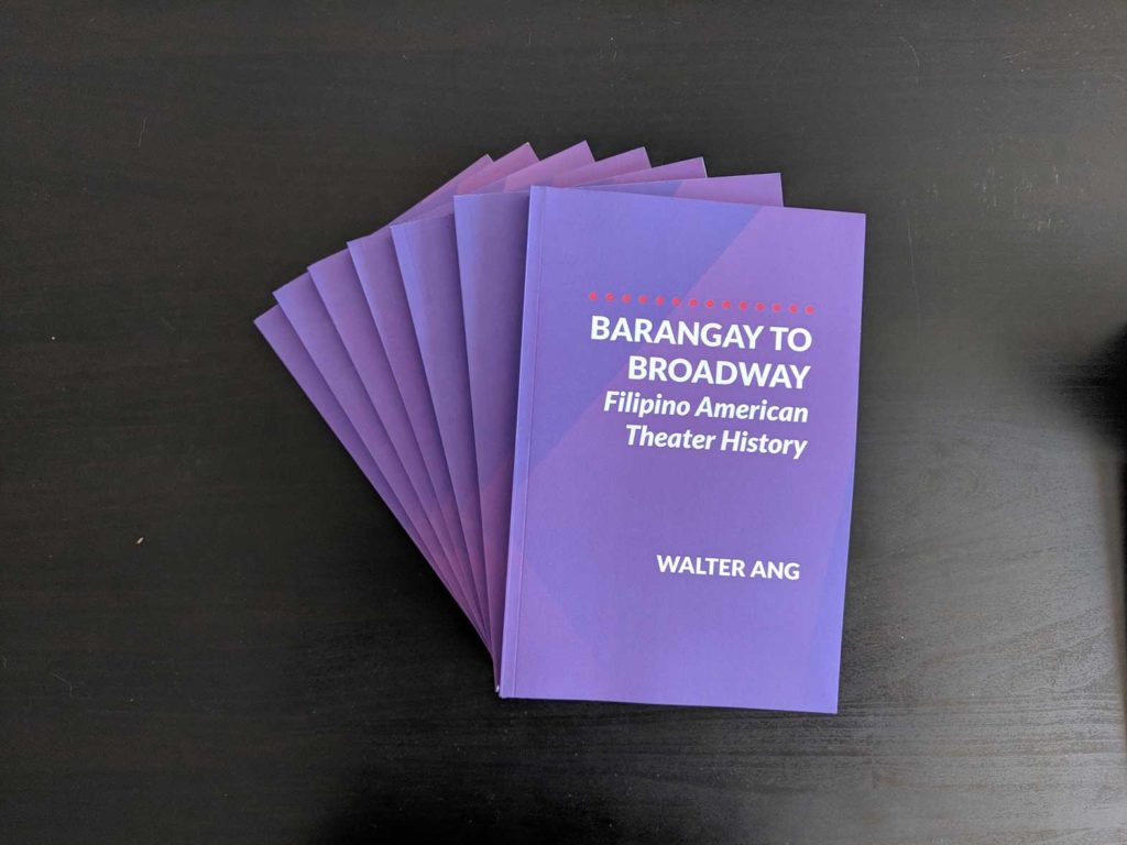Filipino American theater groups and artists from the 1900s to the 2010s are discussed in the book Barangay to Broadway: Filipino American Theater History.