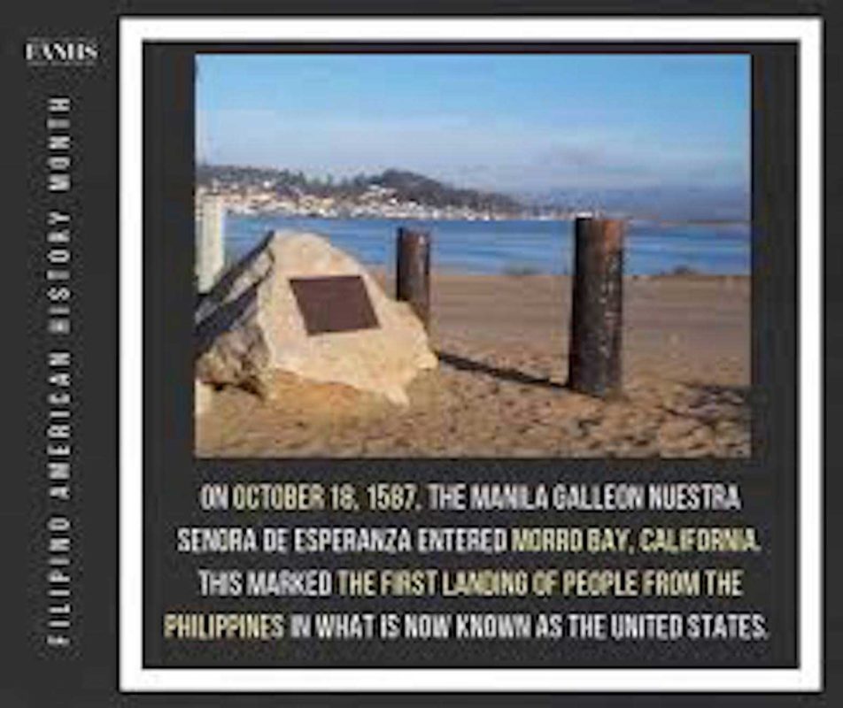 The Filipino National Historical Society marker in Morro Bay, California,  marking the presumed site of the first landing of Filipinos in the New World. FANHS