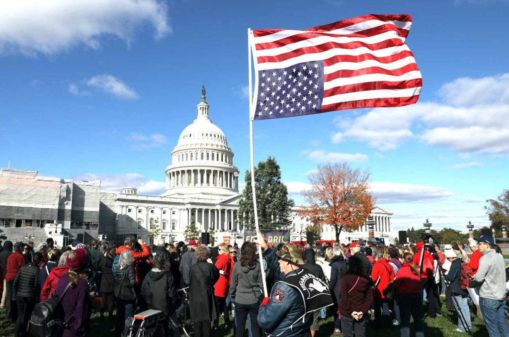 Activists hold a "Fire Drill Fridays" climate change protest outside the U.S. Capitol in Washington, U.S., November 1, 2019. REUTERS/Siphiwe Sibeko 