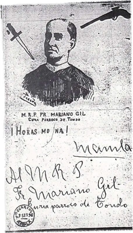 A death threat sent to Fr. Mariano Gil who exposed the Katipunan.