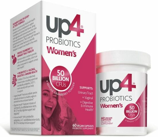 up4 Probiotic Supplement for Women, Vaginal, Digestive and Immune Support, 50 Billion CFUs Guaranteed, Non-GMO, Gluten Free, Soy Free, Vegan, 60 Count