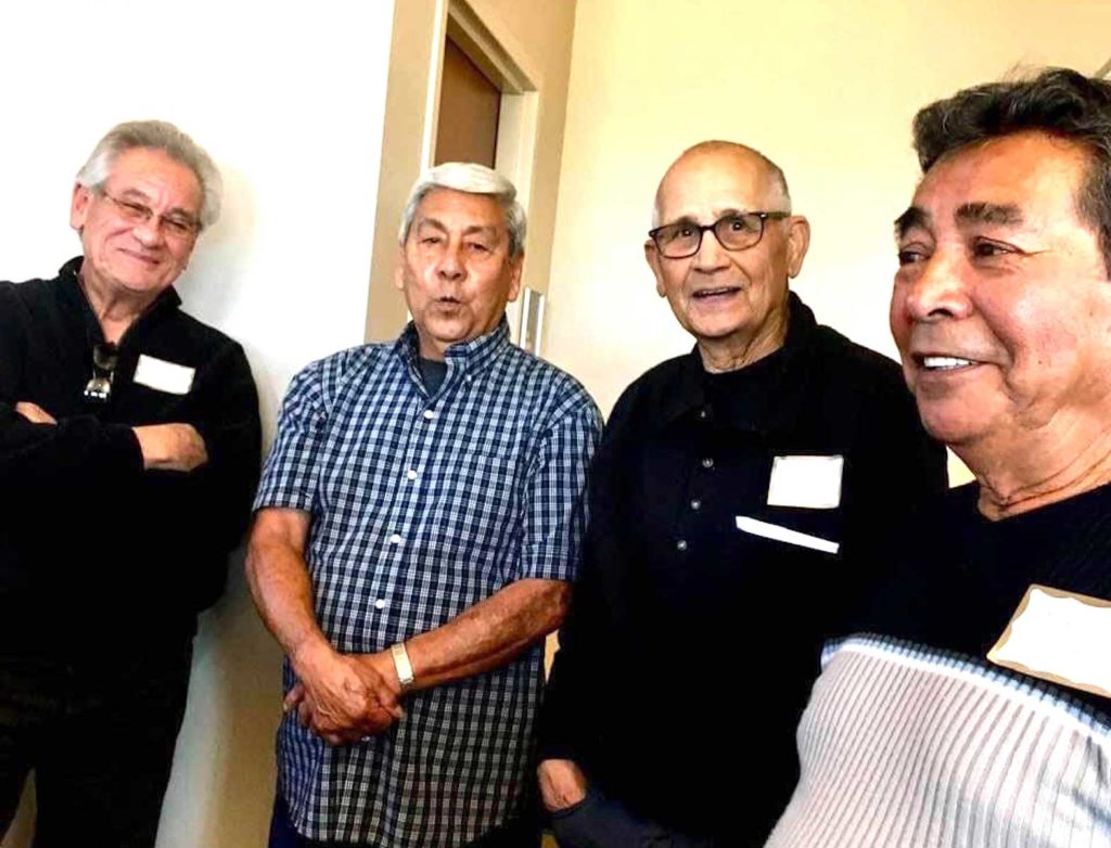Childhood friends and family gathered at the at the Watsonville Public Library in early February for “Watsonville in the Heart.” From left to right: Bobby Mariano, Phil Rojas, Jerry Balleata and Benny Tumbaga Jr. CONTRIBUTED
