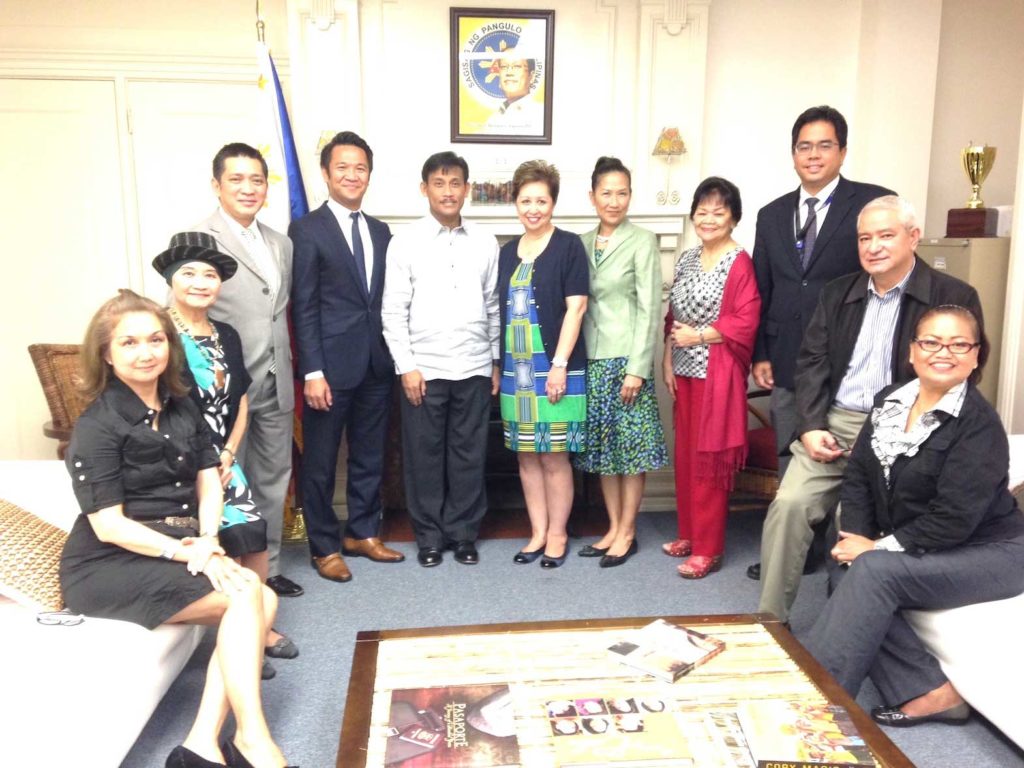 Newly arrived in 2014, Consul General Bensurto (in barong Tagalog) welcomed ALLICE officers and pledged to raise the bar for the consulate support for violence prevention education.  CONTRIBUTED