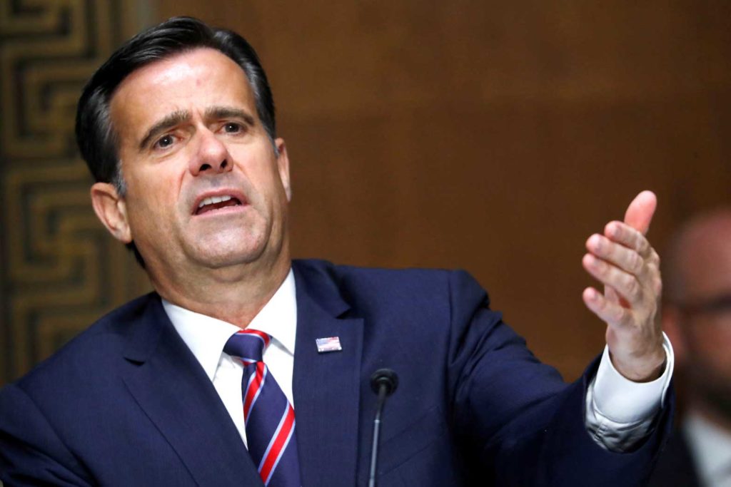 John Ratcliffe (then-Rep., R-TX) testifies before a Senate Intelligence Committee nomination hearing on Capitol Hill in Washington, U.S., May 5, 2020. Andrew Harnik/Pool via REUTERS/File Photo