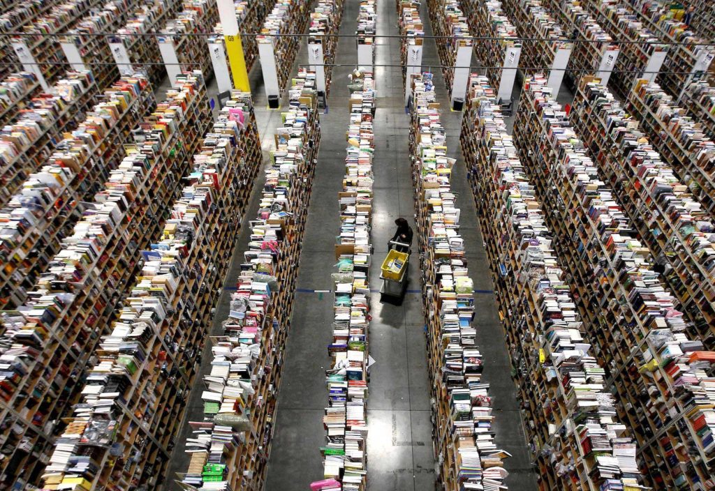 A worker gathers items for delivery from the warehouse floor at Amazon's distribution center in Phoenix, Arizona November 22, 2013. REUTERS/Ralph D. Freso/File Photo