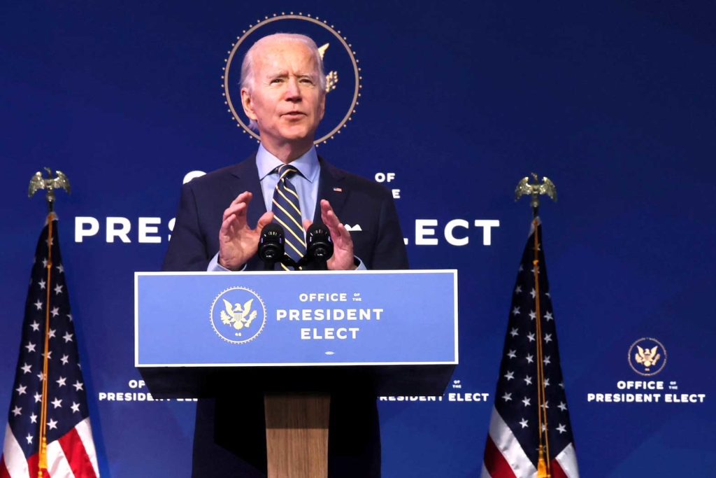 U.S. President-elect Joe Biden delivers remarks on national security and foreign policy at his transition headquarters in Wilmington, Delaware, U.S. December 28, 2020. REUTERS/Jonathan Ernst