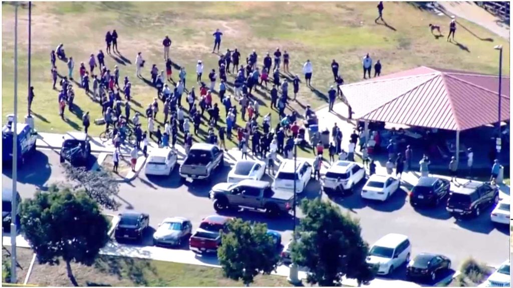 A search party assembling in Chula Vista, California to look for the missing Maya Millete. SCREENSHOT/SanDiego7News