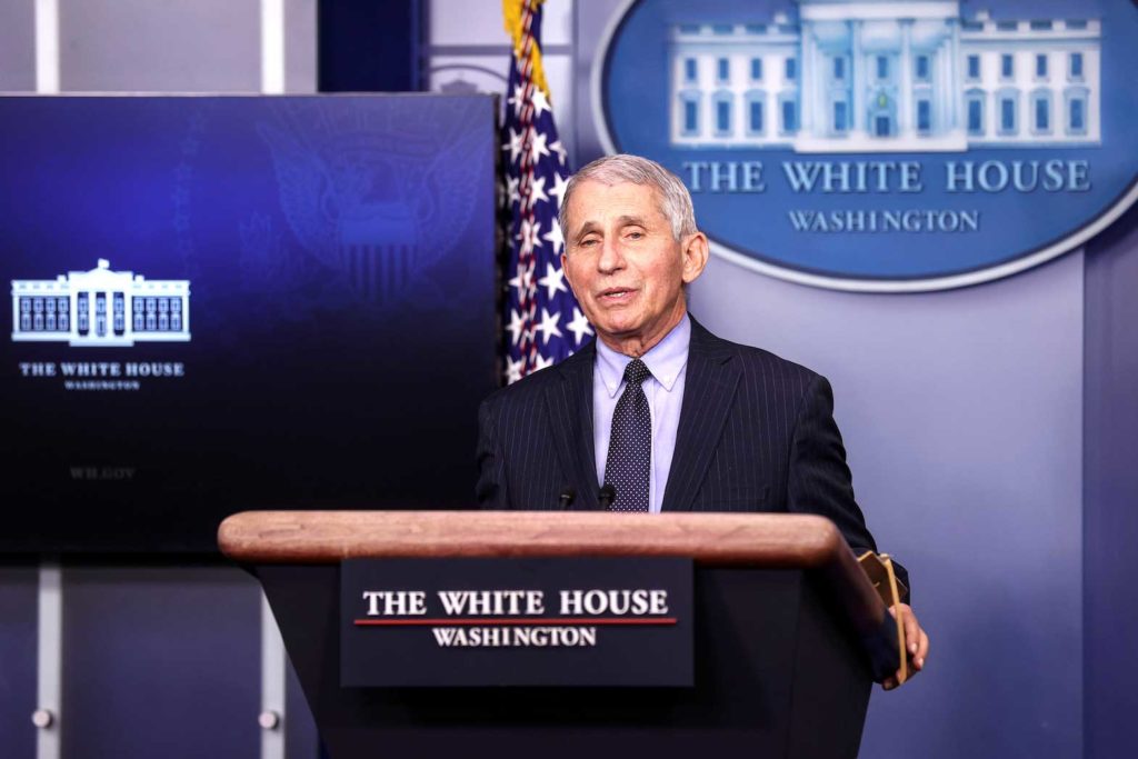    NIH National Institute of Allergy and Infectious Diseases Director Anthony Fauci addresses the daily press briefing at the White House in Washington, U.S. January 21, 2021. REUTERS/Jonathan Ernst