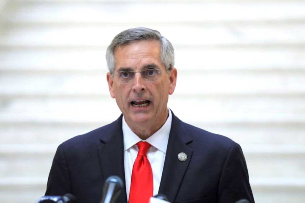 Georgia Secretary of State Brad Raffensperger gives an update on the state of the election and ballot count during a news conference at the State Capitol in Atlanta, Georgia, U.S., November 6, 2020. REUTERS/Dustin Chambers/File Photo/File