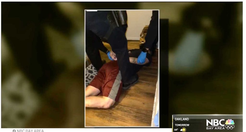 Image captured by a family member shows Antioch police officers handcuffing Angelo Quinto, who was experiencing a mental health crisis. SCREENGRAB NBC