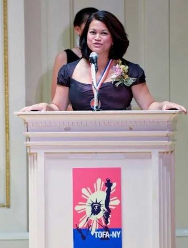 Katherine Creag when she emceed The Outstanding Filipino Americans in New York in 2013. RJ ENSALADA 