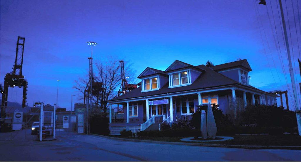  The Mission to Seafarers building at the Vancouver Waterfront. Screenshot from Ode to a Seafaring People courtesy of Lantern Films.
