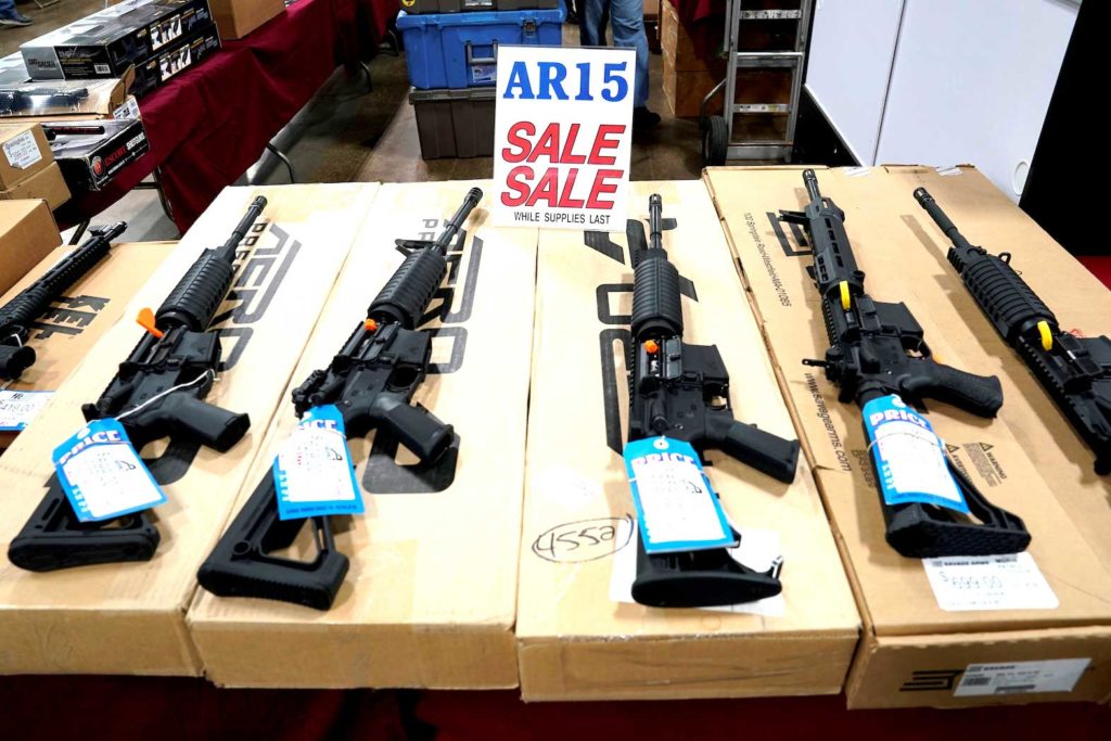 AR-15 rifles are displayed for sale at the Guntoberfest gun show in Oaks, Pennsylvania, U.S., October 6, 2017. REUTERS/Joshua Roberts