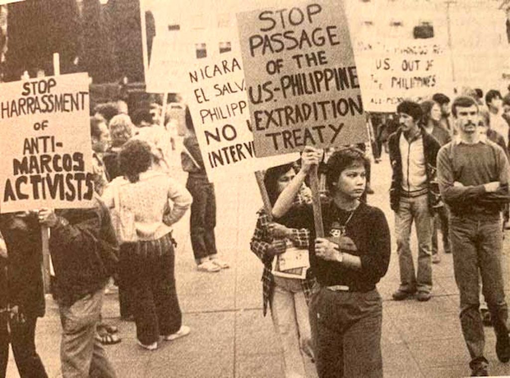 Demonstration against the Marcos dictatorship, co-organized by the Union of Democratic Filipinos (KDP), in Washington, D.C., 1982. (Ang Katipunan file photo)