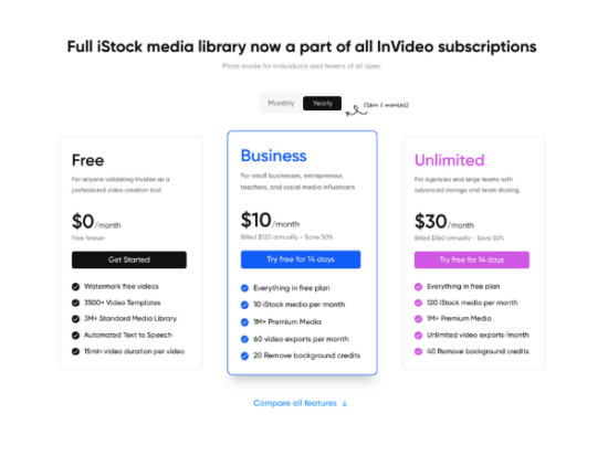 InVideo Review Pricing