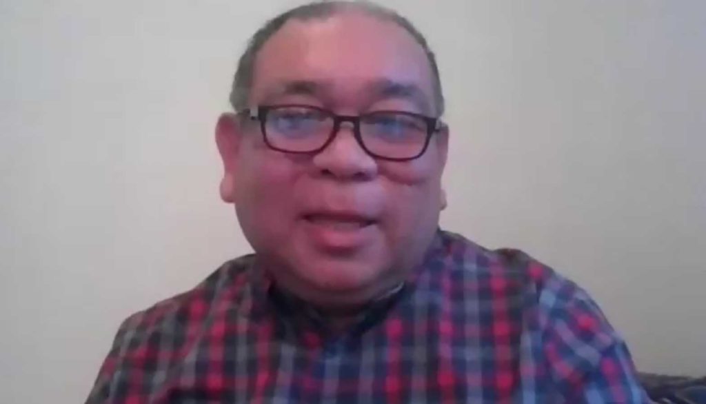 Noel Quintana, 61, a Filipino American man who was slashed across the face amid a rise of anti-Asian hate crimes during the coronavirus pandemic, spoke at a virtual event on Tuesday about next steps for the Asian American community after a year of hate. He said it's important for bystanders to know what to do in situations like the one he faced in February. SCREENSHOT