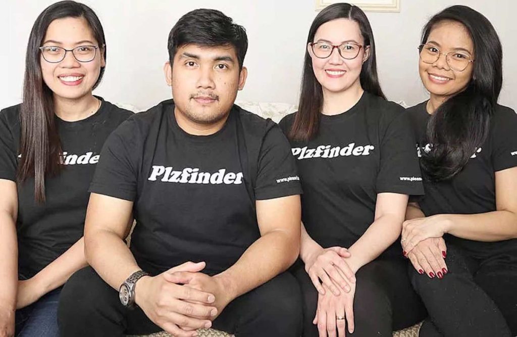 The founders of PlzFinder, from left: Hazelle Mahinay (Chief  Financial Officer, Treasurer), Ken Martinez (Founder and CEO), Lehcel Tacda (Chief Operating and Communication Officer) and Mona Crisostomo (Marketing Director and Content Creator ). CONTRIBUTED