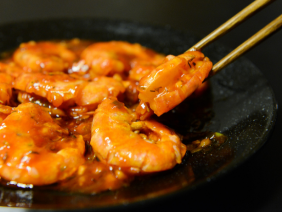 Spicy Shrimp with Mustard-Horseradish Sauce