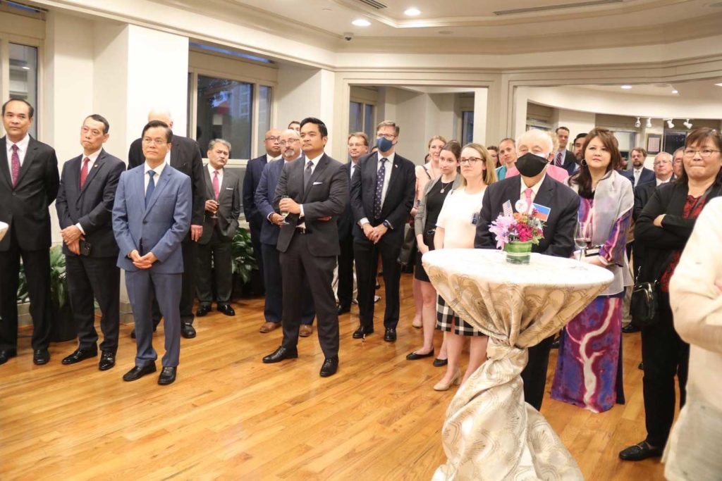 Guests at the Romulo Hall of the Philippine Embassy during the 123rd Anniversary of the Proclamation of Philippine Independence and the 75th Anniversary of the Establishment of Diplomatic Relations with the United States.