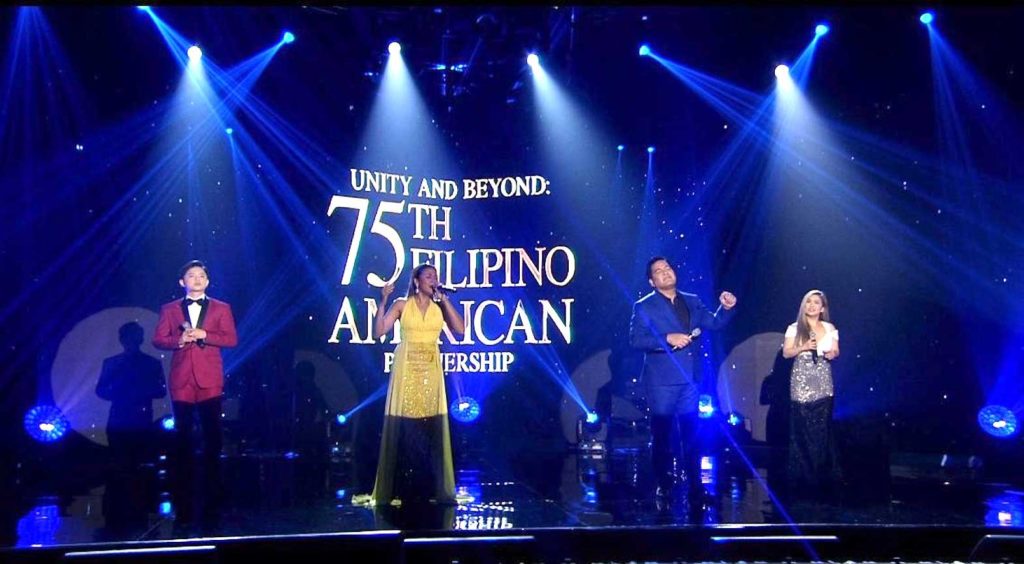  (L-R) Jeremy G, Morissette, Martin Nievera, and Sheryn Regis performing at the TFC produced concert entitled ‘Unity and Beyond: 75th Filipino American Partnership.’ CONTRIBUTED
