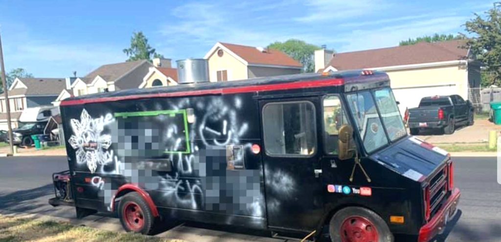 Anti-Asian slurs [offensive terms intentionally blurred] found The World Famous Yum Yum Food Truck in Northern Utah food truck. FACEBOOK