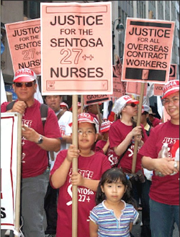 Protesters supporting nurses recruited by Sentosa Services. NAFCON