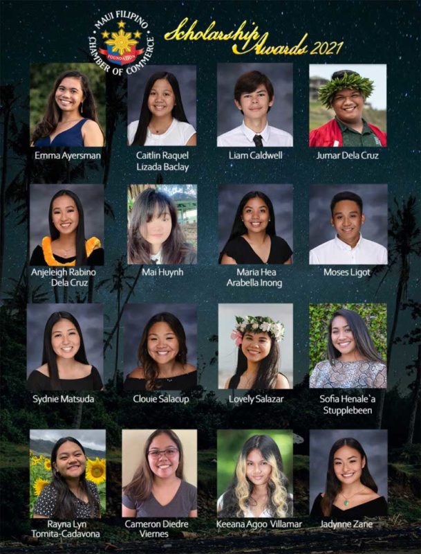 The Maui Filipino Chamber of Commerce Foundation is providing $1,000 scholarships to 16 students in 2021. CONTRIBUTED