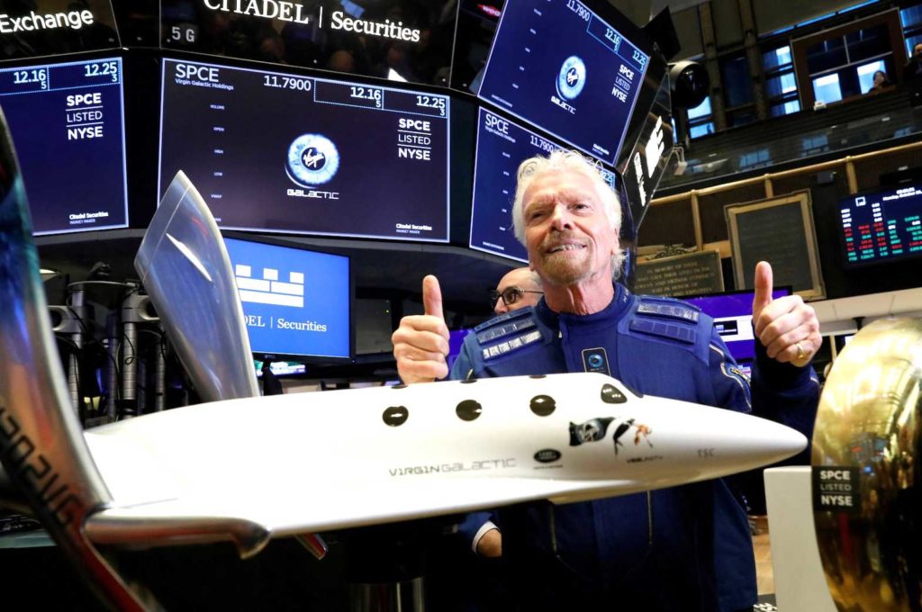 File photo of Virgin Galactic's Richard Branson at the NY Stock Exchange. REUTERS