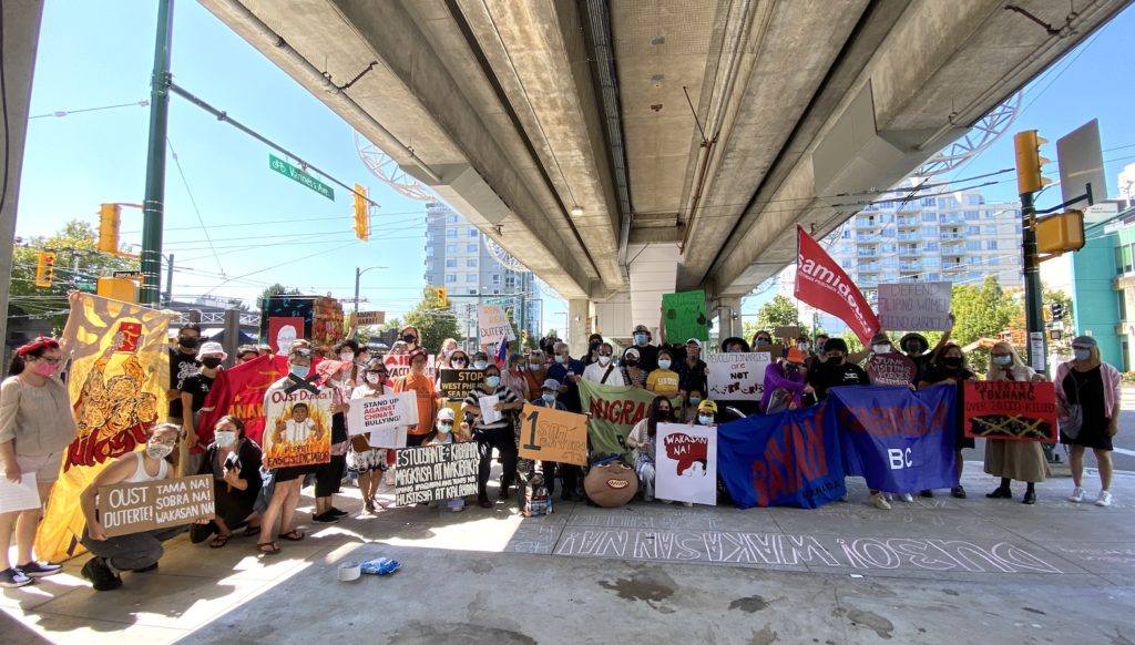 Activists in Vancouver, Canada hold their version of People's SONA denouncing Philippine President Rodrigo Duterte and his government.