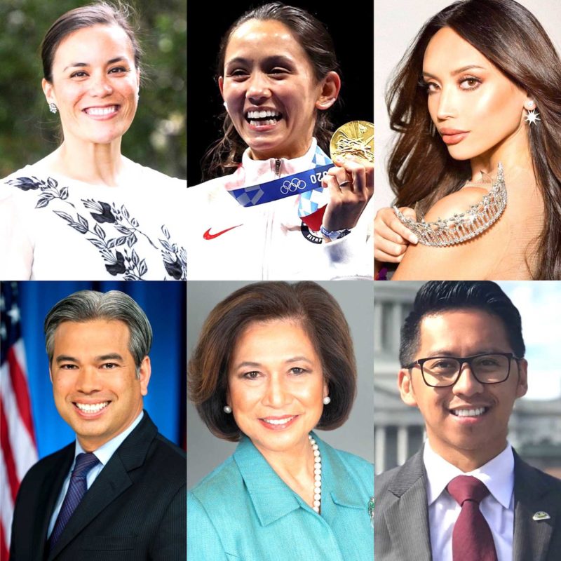 Gina Ortiz Jones (clockwise from top left), Lee Kiefer, Kataluna Enriquez, Brendan Flores, Loida Nicolas Lewis, Rob Bonta. TOFA  