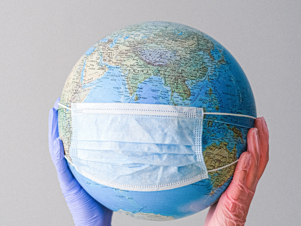 This is a globe with a face mask.