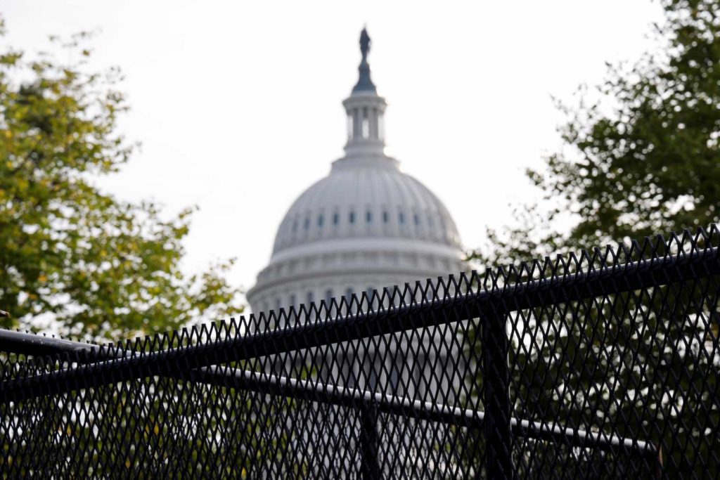A security fence, erected in a single overnight effort, surrounds the U.S. Capitol ahead of an expected rally Saturday in support of the January 6 defendants in Washington, DC, U.S., September 16, 2021. REUTERS/Jonathan Ernst