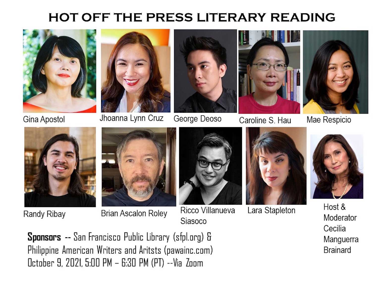 Nine Filipino And Fil-Am Authors To Read From Their New Books, Oct. 9 ...