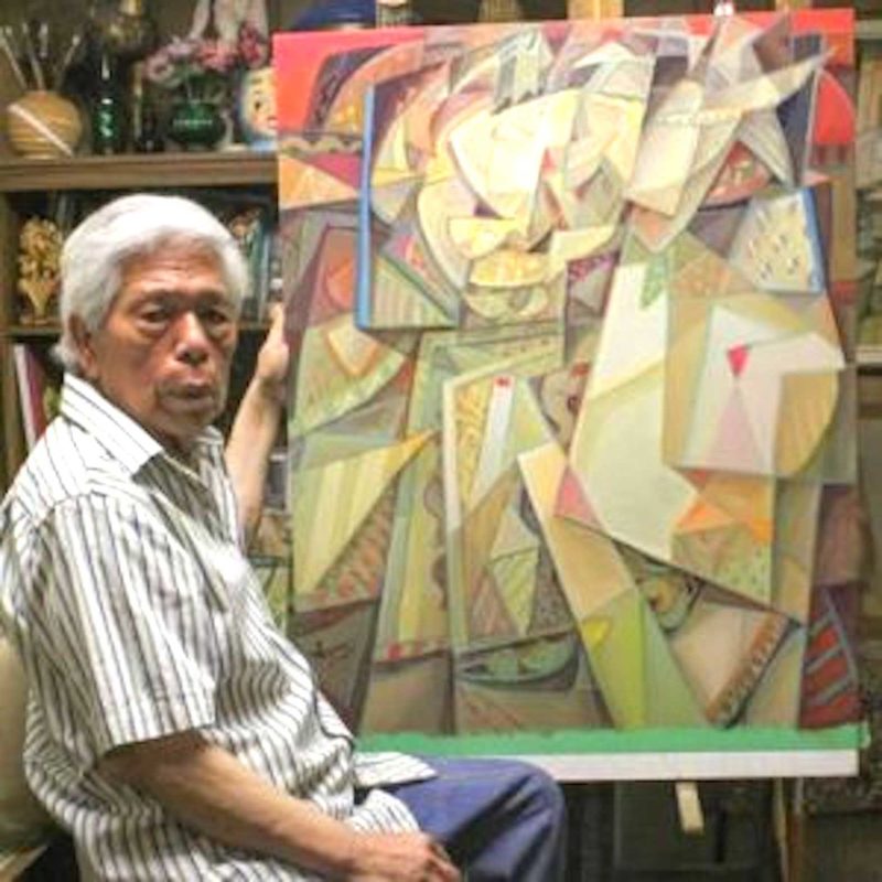  Sofronio Ylanan Mendoza with one of his paintings. FACEBOOK