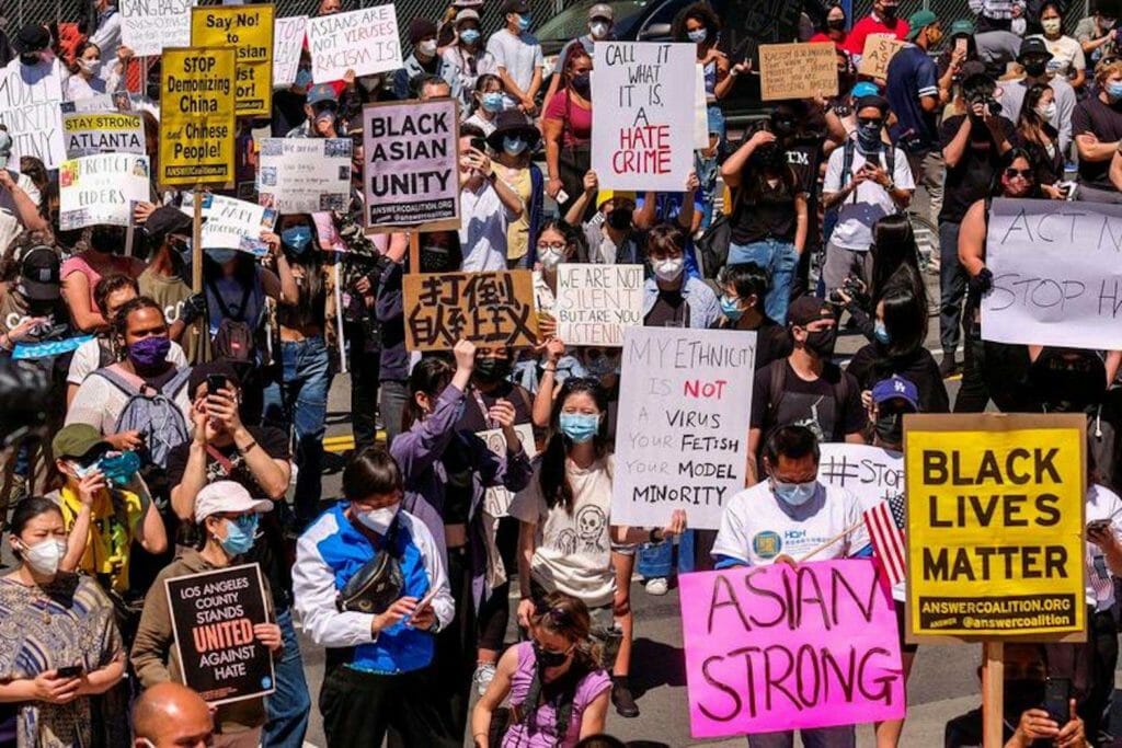A protest against surging anti-Asian hate crimes during the pandemic. REUTERS
