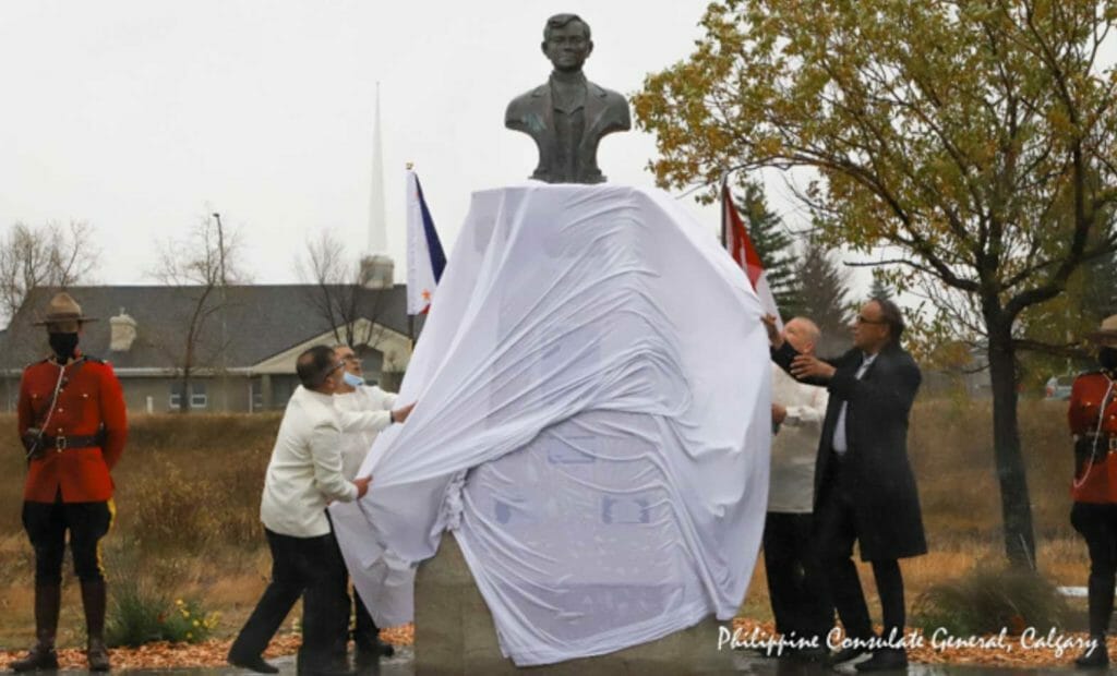 The fifth and newest Rizal monument is unveiled Oct. 23 in Nose Creek Regional Park in Airdrie City, Alberta, Canada. CONTRIBUTED