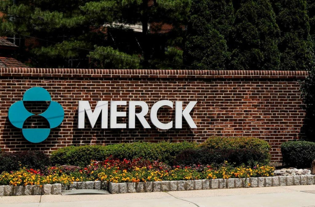    The Merck logo is seen at a gate to the Merck & Co campus in Rahway, New Jersey, U.S., July 12, 2018. REUTERS/Brendan McDermid
