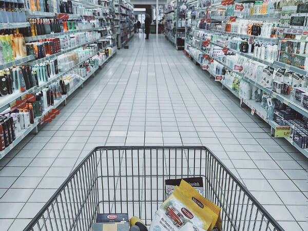 This is a first-person view of a grocery shopper.