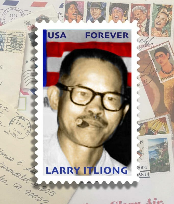 Alfonso Salazar's proposed Larry Itliong U.S. postage stamp. CONTRIBUTED