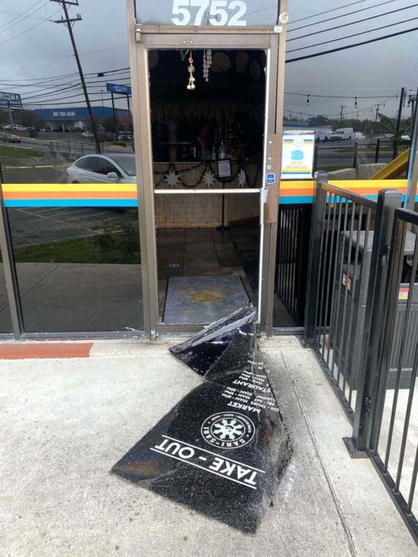 Sari-Sari Filipino Restaurant's side door was damaged during a break-in. CONTRIBUTED
