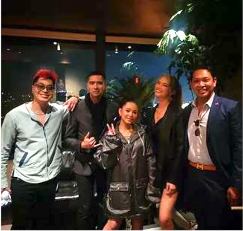 From left to right: Award winning artist Carlos "C-TRU" Santos, Fil-Am Hollywood Actor Sean Michael Afable, Artist and influencer Bella Poarch, Mikaela Garcia, and Director Nate Calima in Yamashiro Hollywood. CONTRIBUTED